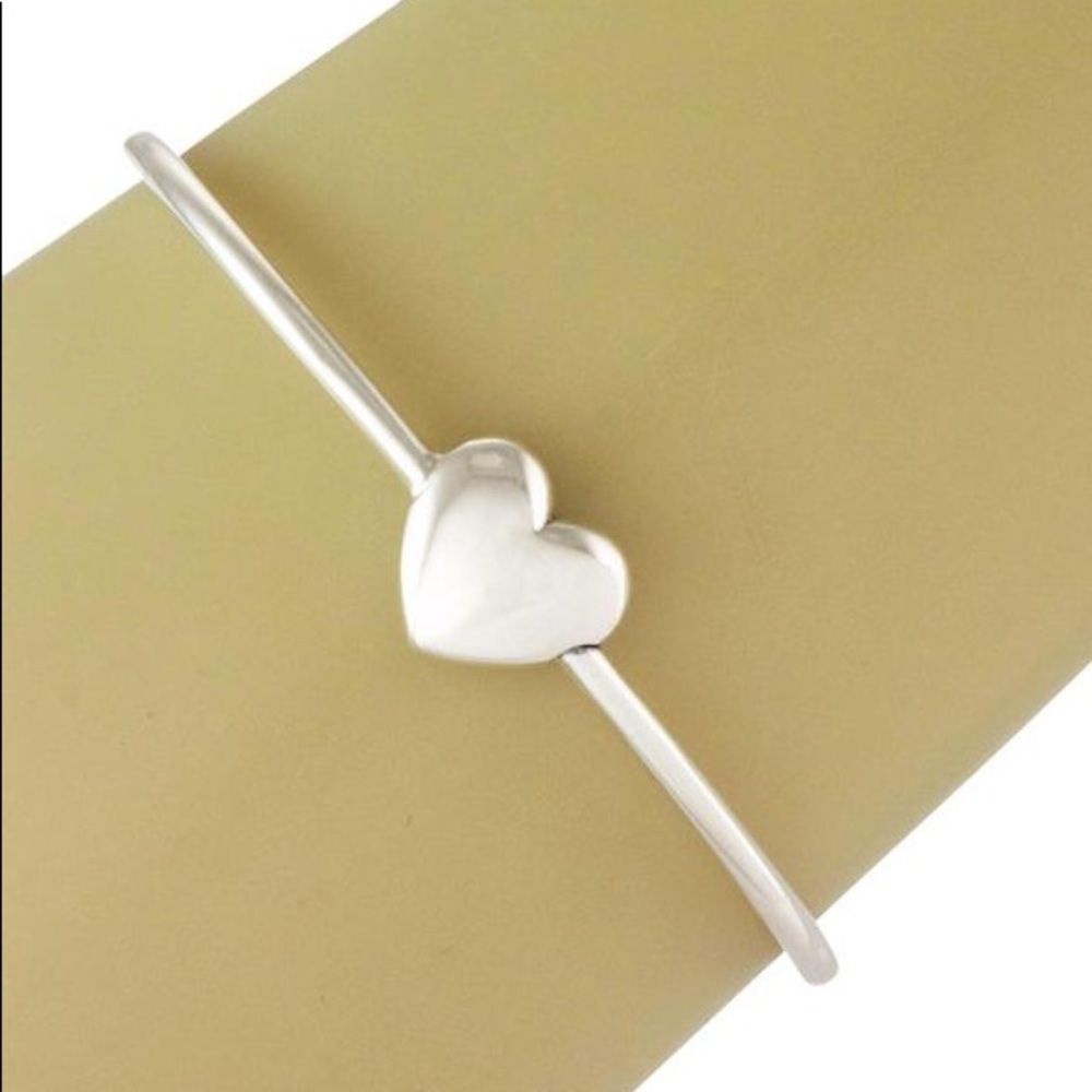Tiffany & Co. Sterling Silver Heart Bangle Bracelet with box and pouch